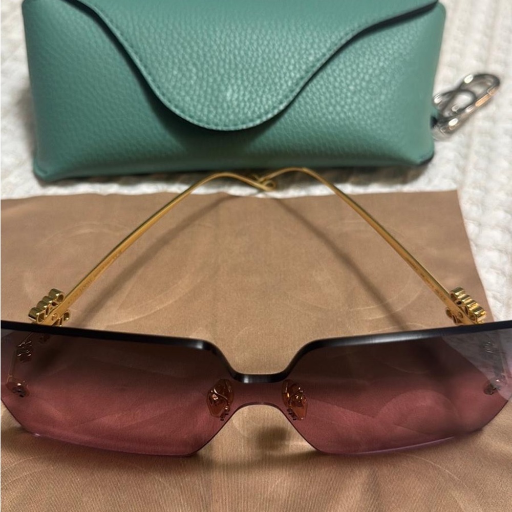 Loewe Gold Frame Sunglasses with Pink Lenses